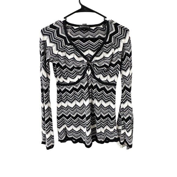 INC International Concepts Black and White Chevron Sweater - Picture 1 of 6